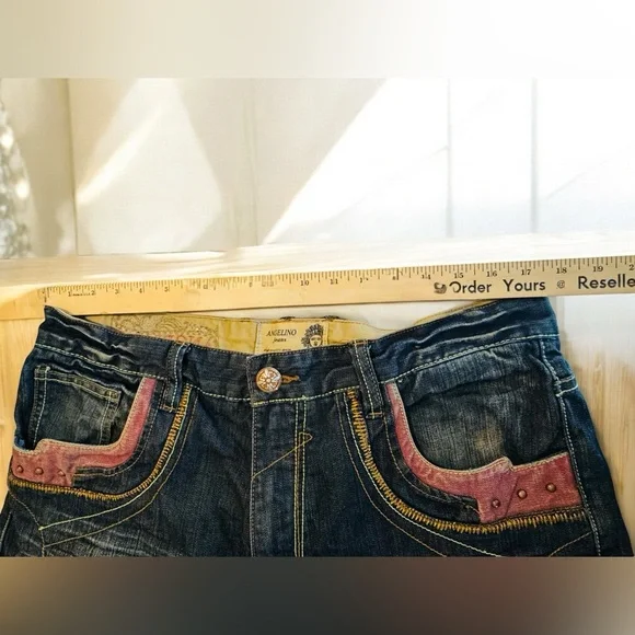 Jean Rare Western Angelino Denim Embroidered Full Art Size 36x34 Length EUC